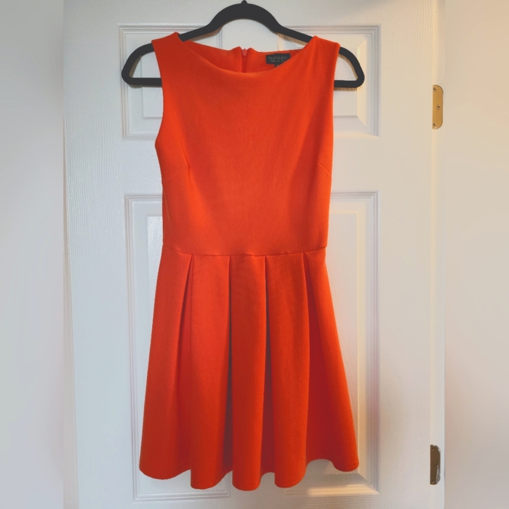 TOPSHOP 4 Fitted Retro Skater Mini dress - Orange